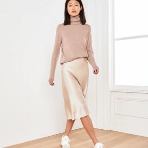 NWT Quince Washable Silk Midi Skirt in Champagne Size Medium